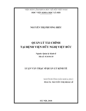 Quản lý tài chính tại bệnh viện hữu nghị việt đức luận văn thạc sĩ