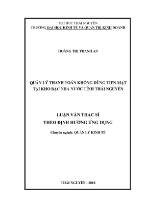 Quản lý thanh toán không dùng tiền mặt tại kho bạc nhà nước tỉnh thái nguyên luận văn thạc sĩ