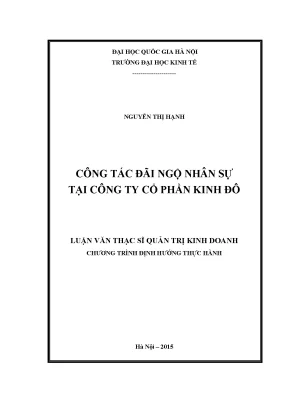 Công tác đãi ngộ nhân sự tại công ty cổ phần kinh đô luận văn ths 2015