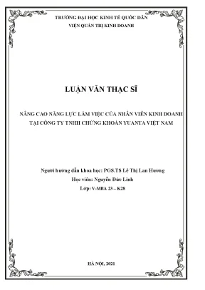 Luận văn thạc sỹ nâng cao năng lực làm việc của nhân viên kinh doanh tại công ty tnhh chứng khoán yuanta việt nam