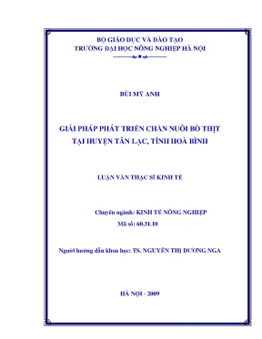 Luận văn giải pháp phát triển chăn nuôi bò thịt tại huyện tân lạc tỉnh hòa bình