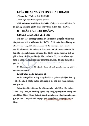 Luận văn lập kế hoạch kinh doanh quán ăn đại dương