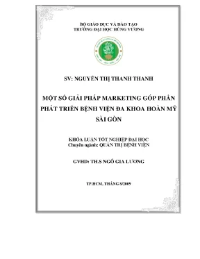 Luận văn một số giải pháp marketing góp phần phát triển bệnh viện đa khoa hoàn mỹ sài gòn