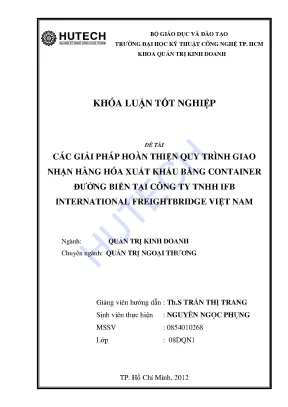 Luận văncác giải pháp hoàn thiện quy trình giao nhận hàng hóa xuất khẩu bằng container đường biển tại công ty tnhh international freightbridge việt nam ppt