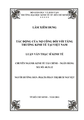 Luận văn tác động của nợ công đối với tăng trưởng kinh tế tại việt nam