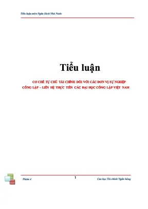 Tiểu luận cơ chế tự chủ tài chính đối với các đơn vị sự nghiệp công lập liên hệ thực tiễn các đại học công lập việt nam luận văn đồ án đề tài tốt nghiệp