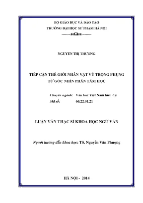 Luận văn tiếp cận thế giới nhân vật vũ trọng phụng từ góc nhìn phân tâm học