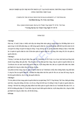 Luận văn thạc sĩ kinh tế hoàn thiện quản trị nguồn nhân lực tại ngân hàng tmcp công thương việt nam