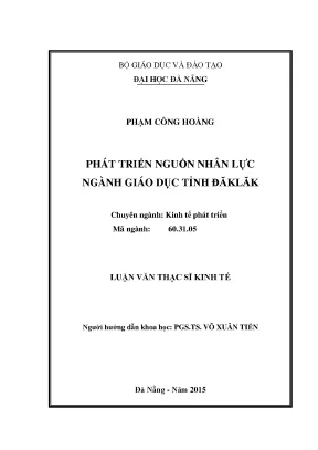 Luận văn thạc sĩ phát triển nguồn nhân lực ngành giáo dục tỉnh đăk lăk full