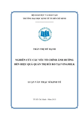Luận văn thạc sĩ nghiên cứu các yếu tố chính ảnh hưởng đến hiệu quả quản trị rủi ro tại vinamilk