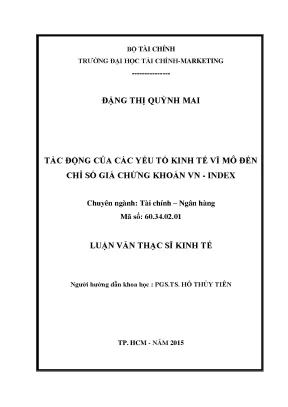 Luận văn thạc sĩ tác động của các yếu tố ảnh hưởng đến chỉ số giá chứng khoán vn index