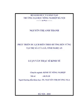 Luận văn phát triển du lịch biển theo hướng bền vững tại thị xã cửa lò tỉnh nghệ an