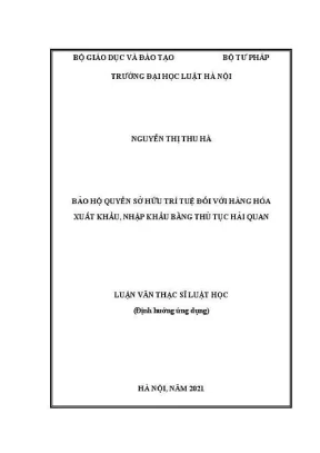 Luận văn thạc sĩ luật học bảo hộ quyền sở hữu trí tuệ đối với hàng hoá xuất khẩu nhập khẩu bằng thủ tục hải quan