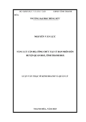 Luận văn năng lực cán bộ công chức tại uỷ ban nhân dân huyện quan hoá tỉnh thanh hoá