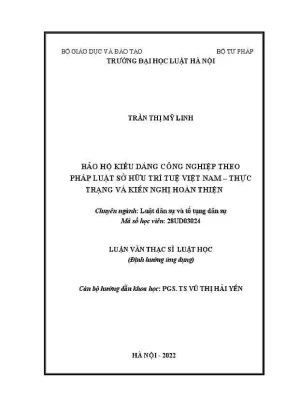 Luận văn thạc sĩ luật học bảo hộ kiểu dáng công nghiệp theo pháp luật sở hữu trí tuệ việt nam thực trạng và kiến nghị hoàn thiện
