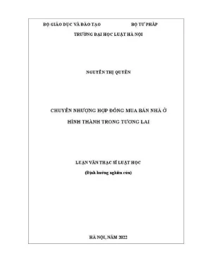 Luận văn thạc sĩ luật học chuyển nhượng hợp đồng mua bán nhà ở hình thành trong tương lai