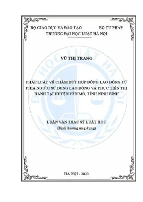 Luận văn thạc sĩ luật học pháp luật về chấm dứt hợp đồng lao động từ phía người sử dụng lao động và thực tiễn thực hiện tại huyện yên mô tỉnh ninh bình