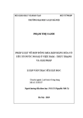 Luận văn thạc sĩ luật học pháp luật về hợp đồng mua bán hàng hoá có yếu tố nước ngoài ở việt nam thực trạng và giải pháp