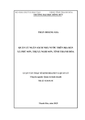 Luận văn quản lý ngân sách nhà nước trên địa bàn xã phú sơn thị xã nghi sơn tỉnh thanh hóa