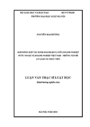 Luận văn thạc sĩ luật học hợp đồng hợp tác kinh doanh bcc giữa doanh nghiệp nước ngoài và doanh nghiệp việt nam những vấn đề lý luận và thực tiễn
