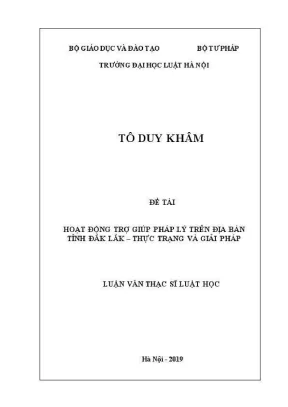 Luận văn thạc sĩ luật học hoạt động trợ giúp pháp lý trên địa bàn tỉnh đắk lắk thực trạng và giải pháp