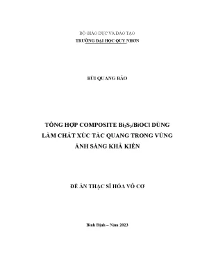 Luận văn thạc sĩ hóa vô cơ tổng hợp composite bi2s3biocl dùng làm chất xúc tác quang trong vùng ánh sáng khả kiến
