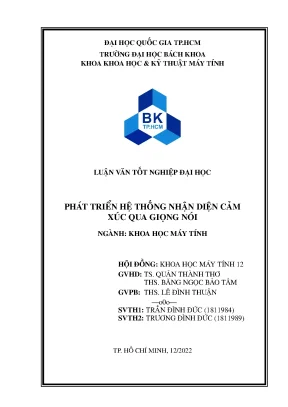 Luận văn tốt nghiệp khoa học máy tính phát triển hệ thống nhận diện cảm xúc qua giọng nói