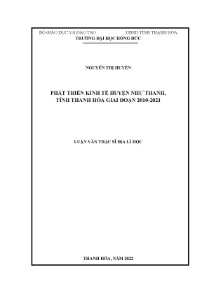 Luận văn phát triển kinh tế huyện như thanh tỉnh thanh hóa giai đoạn 2010 2021
