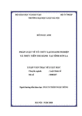 Luận văn thạc sĩ luật học pháp luật tổ chức lại doanh nghiệp và thực tiễn thi hành tại tỉnh sơn la