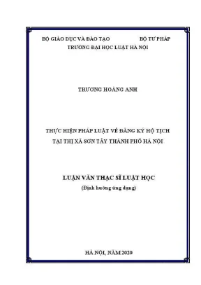 Luận văn thạc sĩ luật học thực hiện pháp luật về đăng ký hộ tịch tại thị xã sơn tây thành phố hà nội