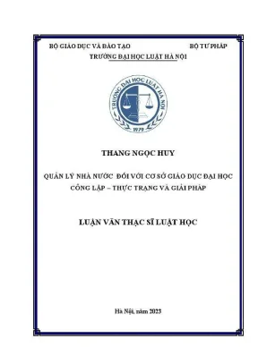 Luận văn thạc sĩ luật học quản lý nhà nước đối với cơ sở giáo dục đại học công lập thực trạng và giải pháp