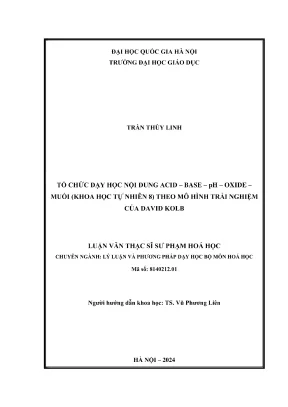 Tổ chức dạy học nội dung acid base ph oxide muối khoa học tự nhiên 8 theo mô hình trải nghiệm của david kolb luận văn thạc sĩ sư phạm hóa học