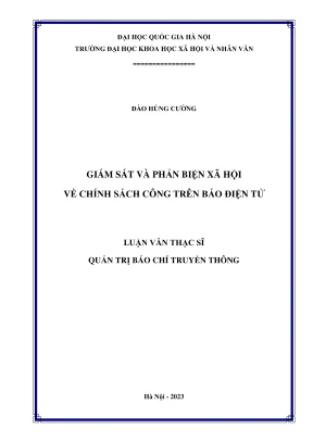 Luận văn thạc sĩ quản trị báo chí truyền thông giám sát và phản biện xã hội về chính sách công trên báo điện tử