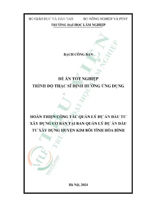 Hoàn thiện công tác quản lý dự án đầu tư xây dựng cơ bản tại ban quản lý dự án đầu tư xây dựng huyện kim bôi tỉnh hòa bình