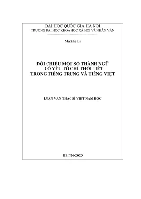 Luận văn thạc sĩ việt nam học đối chiếu một số thành ngữ có yếu tố chỉ thời tiết trong tiếng trung và tiếng việt