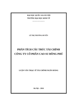 Luận văn phân tích cấu trúc tài chính công ty cổ phần cao su đồng phú