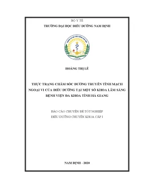 Luận văn thực trạng chăm sóc đường truyền tĩnh mạch ngoại vi của điều dưỡng tại một số khoa lâm sàng bệnh viện đa khoa tỉnh hà giang