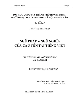 Đặc điểm ngữ pháp ngữ nghĩa của câu tồn tại tiếng việt