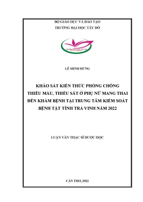 Khảo sát kiến thức phòng chống thiếu máu thiếu sắt ở phụ nữ mang thai đến khám bệnh tại trung tâm kiểm soát bệnh tật tỉnh trà vinh