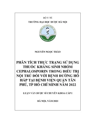 Nguyễn ngọc thảo phân tích thực trạng sử dụng thuốc kháng sinh nhóm cephalosporin trong điều trị nội trú đối với bệnh đường hô hấp tại bệnh viện quận tân phú tp hồ chí minh năm 2022 luận văn dược sĩ chuyên khoa cấp i hà