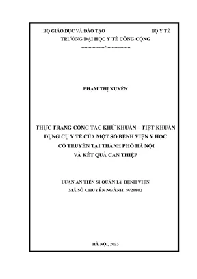Thực trạng công tác khử khuẩntiệt khuẩn dụng cụ y tế của một số bệnh viện y học cổ truyền tại thành phố hà nội và kết quả can thiệp