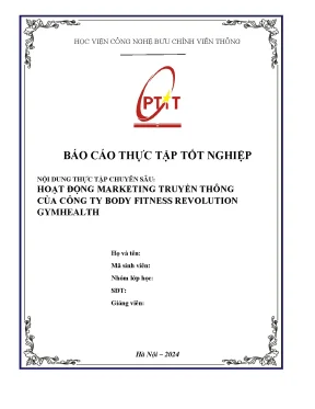 Báo cáo thực tập marketing truyền thông công ty body fitness revolution gymhealth