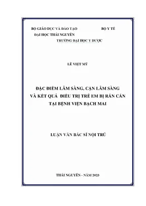 Đặc điểm lâm sàng cận lâm sàng và kết quả điều trị trẻ em bị rắn cắn tại bệnh viện bạch mai