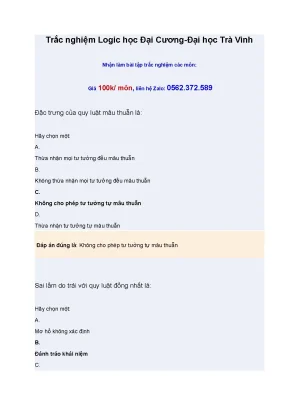 Trắc nghiệm logic học đại cương đại học trà vinh