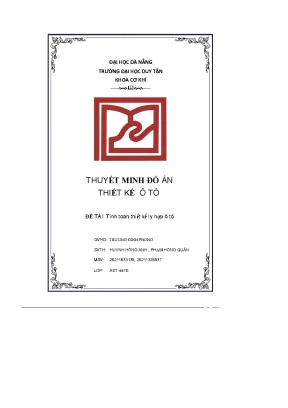 Thuyết minh đồ án thiết kế ô tô đề tài tính toán thiết kế ly hợp ô tô â