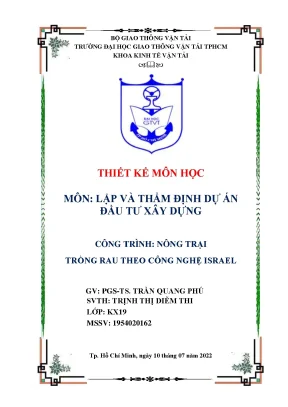 Thiết kế môn học lập và thẩm định dự án đầu tư xây dựng ngành kinh tế xây dựng