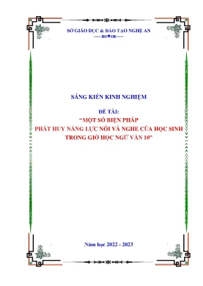 Skkn mới nhất một số biện pháp phát huy năng lực nói và nghe của học sinh trong giờ học ngữ văn 10