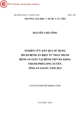 1331 nghiên cứu kết quả sử dụng hồ sơ bệnh án điện tử thay hồ sơ bệnh án giấy tại bv đa khoa tp long xuyên tỉnh an giang năm 2013