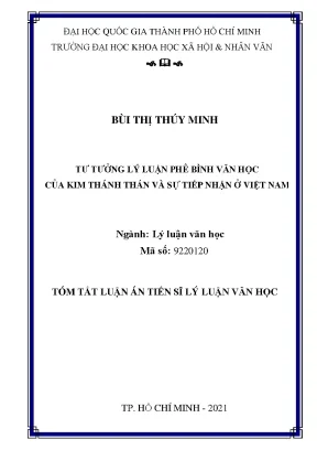 Tư tưởng lý luận phê bình văn học của kim thánh thán và sự tiếp nhận ở việt nam