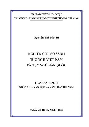 Nghiên cứu so sánh tục ngữ việt nam và tục ngữ hàn quốc